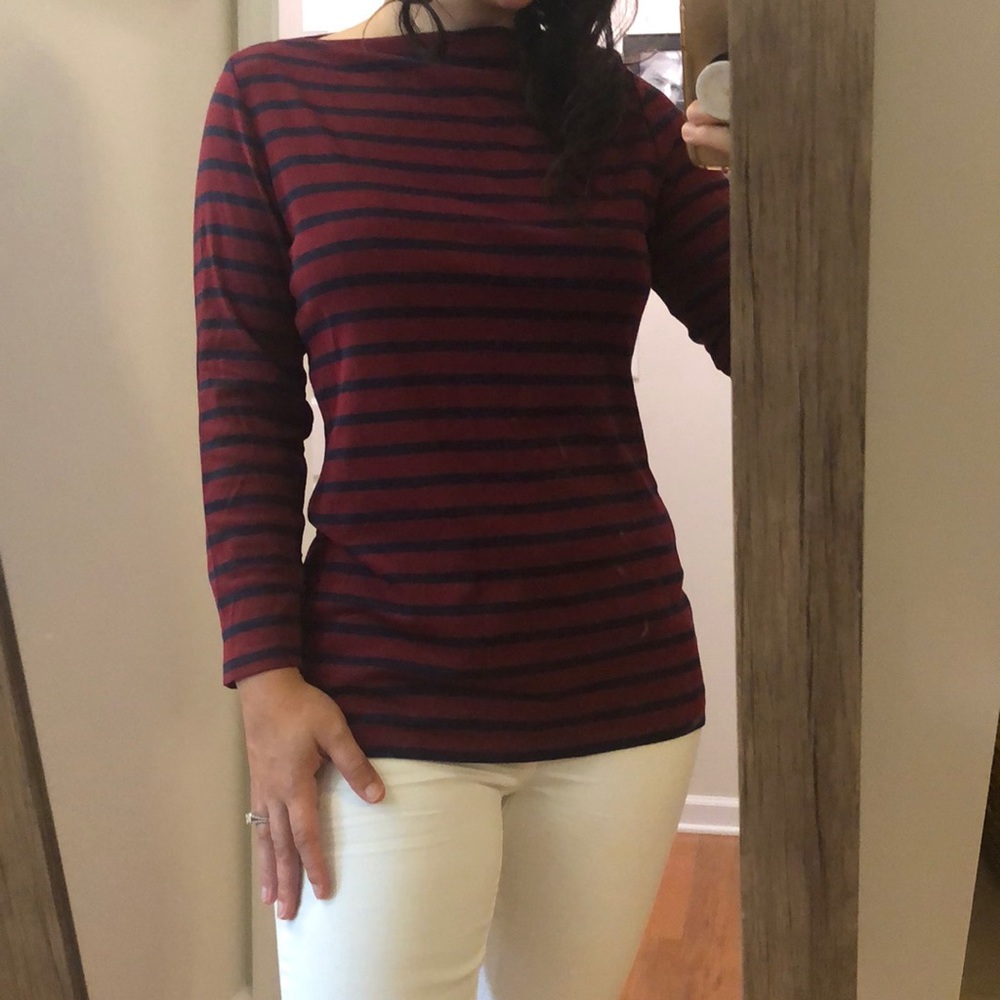Old Navy Boatneck Top - Navy and Dark Red